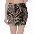 Dark Brown Paisley Pattern Print Pencil Mini Skirt