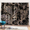 Dark Brown Paisley Pattern Print Pencil Pleat Curtains