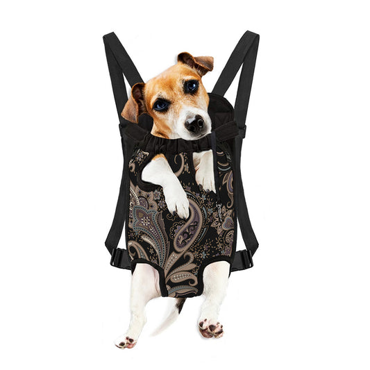 Dark Brown Paisley Pattern Print Pet Carrier Backpack