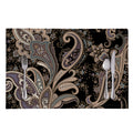 Dark Brown Paisley Pattern Print Placemat