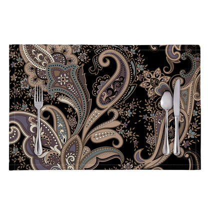 Dark Brown Paisley Pattern Print Placemat