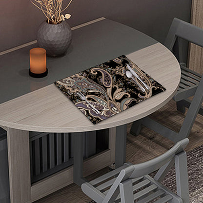 Dark Brown Paisley Pattern Print Placemat