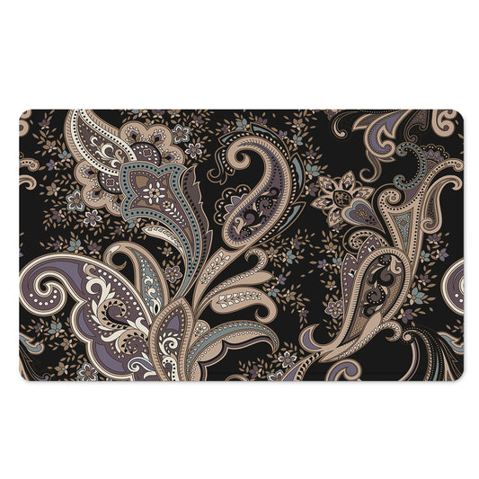 Dark Brown Paisley Pattern Print Polyester Doormat