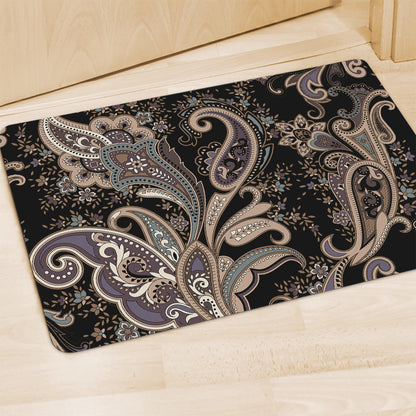 Dark Brown Paisley Pattern Print Polyester Doormat