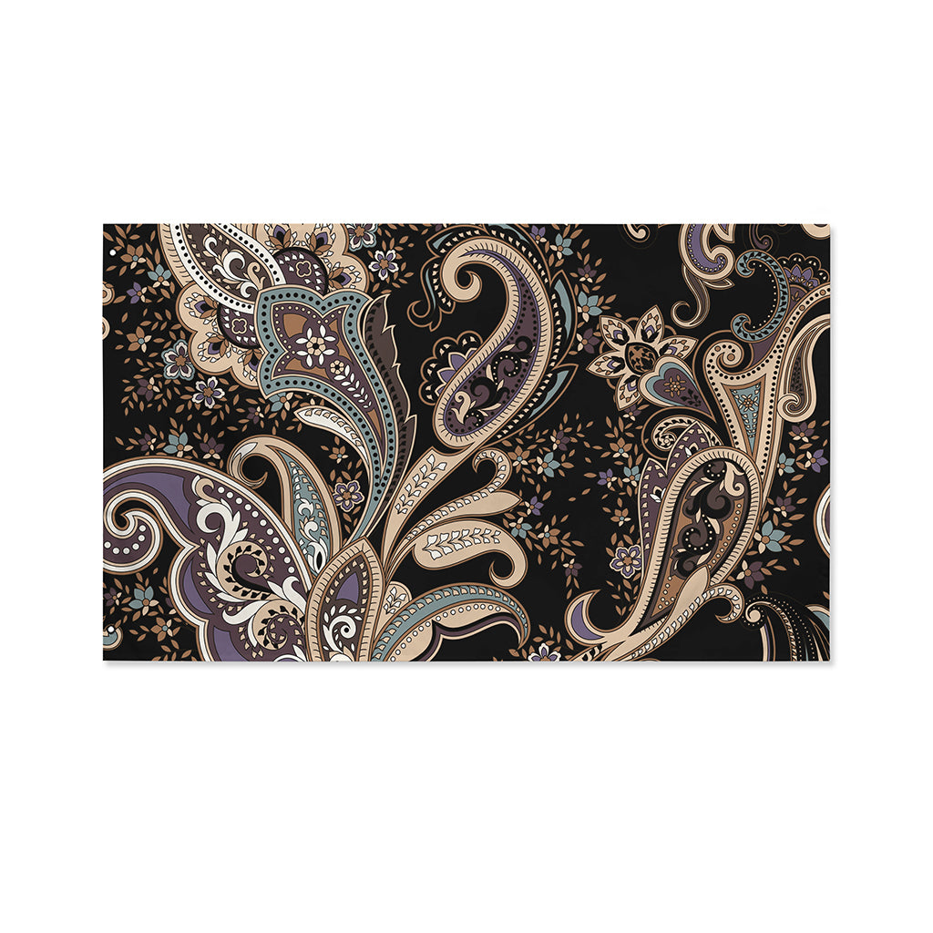 Dark Brown Paisley Pattern Print Polyester Flag