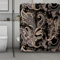 Dark Brown Paisley Pattern Print Polyester Shower Curtain