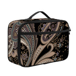 Dark Brown Paisley Pattern Print Portable Lunch Bag
