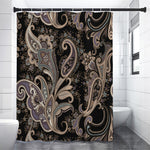 Dark Brown Paisley Pattern Print Premium Shower Curtain