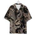 Dark Brown Paisley Pattern Print Rayon Hawaiian Shirt