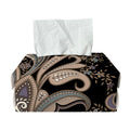 Dark Brown Paisley Pattern Print Rectangle Tissue Box Cover