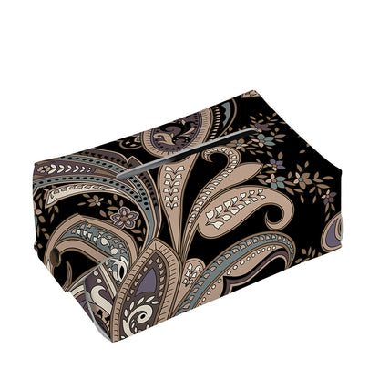 Dark Brown Paisley Pattern Print Rectangle Tissue Box Cover