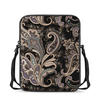 Dark Brown Paisley Pattern Print Rectangular Crossbody Bag