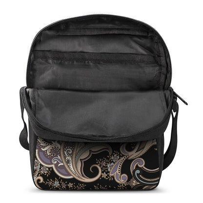 Dark Brown Paisley Pattern Print Rectangular Crossbody Bag