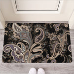 Dark Brown Paisley Pattern Print Rubber Doormat