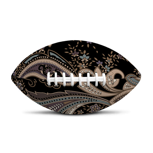 Dark Brown Paisley Pattern Print Rugby Ball