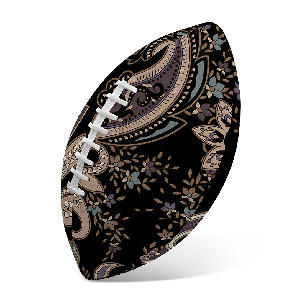 Dark Brown Paisley Pattern Print Rugby Ball