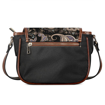 Dark Brown Paisley Pattern Print Saddle Bag