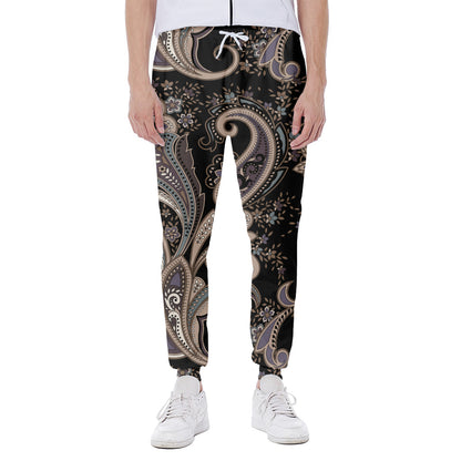 Dark Brown Paisley Pattern Print Scuba Joggers