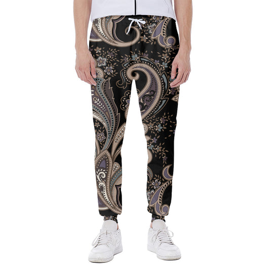 Dark Brown Paisley Pattern Print Scuba Joggers