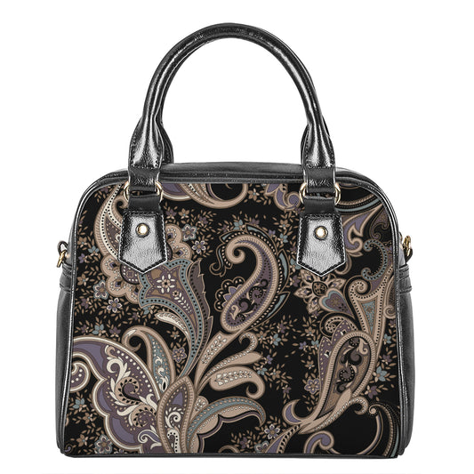 Dark Brown Paisley Pattern Print Shoulder Handbag