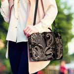 Dark Brown Paisley Pattern Print Shoulder Strap Bible Bag