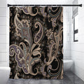 Dark Brown Paisley Pattern Print Shower Curtain