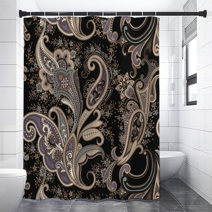 Dark Brown Paisley Pattern Print Shower Curtain