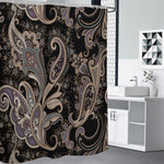Dark Brown Paisley Pattern Print Shower Curtain