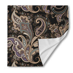 Dark Brown Paisley Pattern Print Silk Bandana