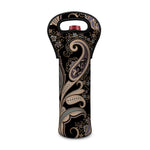 Dark Brown Paisley Pattern Print Single Neoprene Wine Tote