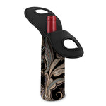 Dark Brown Paisley Pattern Print Single Neoprene Wine Tote