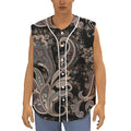 Dark Brown Paisley Pattern Print Sleeveless Baseball Jersey