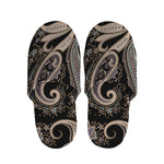 Dark Brown Paisley Pattern Print Slippers