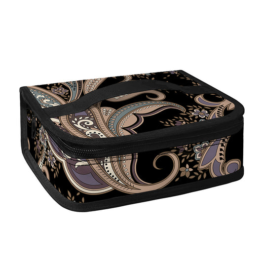Dark Brown Paisley Pattern Print Small Lunch Bag