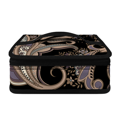 Dark Brown Paisley Pattern Print Small Lunch Bag