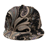 Dark Brown Paisley Pattern Print Snapback Cap