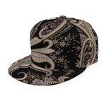 Dark Brown Paisley Pattern Print Snapback Cap