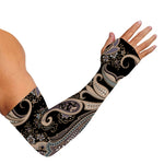 Dark Brown Paisley Pattern Print Sun Protection Arm Sleeves