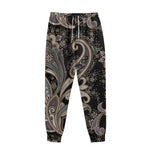 Dark Brown Paisley Pattern Print Sweatpants