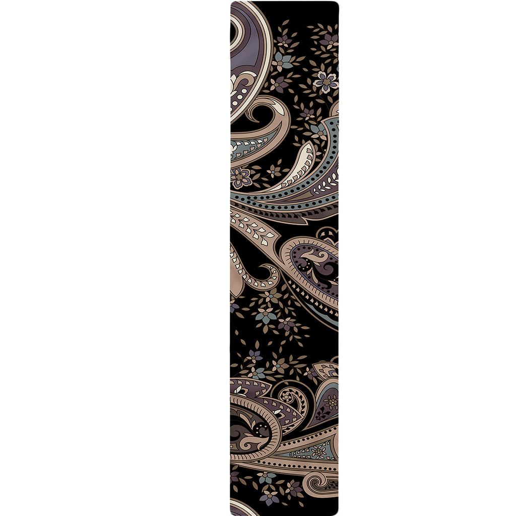 Dark Brown Paisley Pattern Print Table Runner