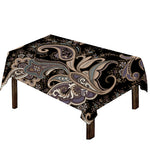 Dark Brown Paisley Pattern Print Tablecloth