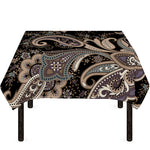 Dark Brown Paisley Pattern Print Tablecloth