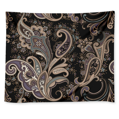 Dark Brown Paisley Pattern Print Tapestry
