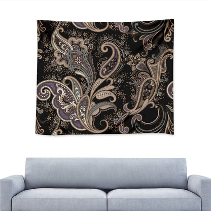 Dark Brown Paisley Pattern Print Tapestry