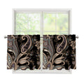 Dark Brown Paisley Pattern Print Tier Curtains