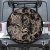 Dark Brown Paisley Pattern Print Tire Cover With Camera Hole