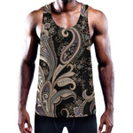 Dark Brown Paisley Pattern Print Training Tank Top
