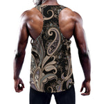 Dark Brown Paisley Pattern Print Training Tank Top