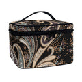 Dark Brown Paisley Pattern Print Travel Makeup Bag