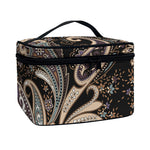 Dark Brown Paisley Pattern Print Travel Makeup Bag